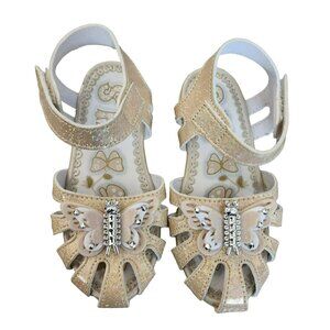 S.H. Toddler Girls‎ Glittery Butterfly Slip-On Sandals Cream/Silver Size 6